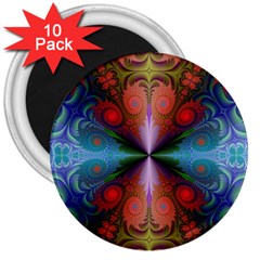 Fractal Fractal Background Design 3  Magnets (10 Pack)  by Pakrebo