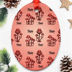 Funny Mushroom Pattern Oval Ornament (two Sides) by FantasyWorld7