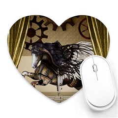 Awesome Steampunk Unicorn With Wings Heart Mousepads by FantasyWorld7