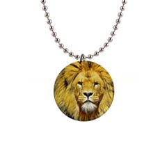 Lion Lioness Wildlife Hunter 1  Button Necklace by Pakrebo