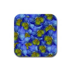 Flowers Pansy Background Purple Rubber Square Coaster (4 Pack)  by Mariart