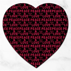 Peace And Love Typographic Print Pattern Jigsaw Puzzle (heart) by dflcprintsclothing