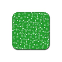 St Patricks Day Pattern Rubber Coaster (square)  by Valentinaart