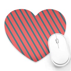 Living Coral Diagonal Stripes Heart Mousepads by LoolyElzayat