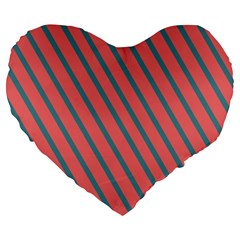 Living Coral Diagonal Stripes Large 19  Premium Heart Shape Cushions by LoolyElzayat