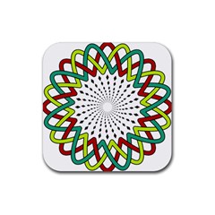 Round Star Colors Illusion Mandala Rubber Coaster (square)  by Mariart