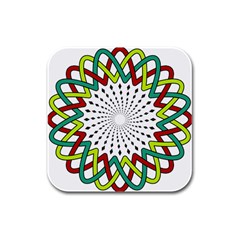 Round Star Colors Illusion Mandala Rubber Square Coaster (4 Pack)  by Mariart