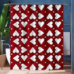 Graphic Heart Pattern Red White Shower Curtain 60  x 72  (Medium)  60 x72  Curtain