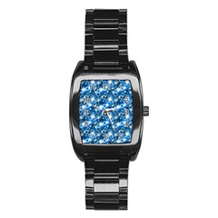 Star Hexagon Blue Deep Blue Light Stainless Steel Barrel Watch by Pakrebo