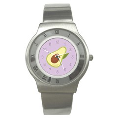 Avocado Green With Pastel Violet Background2 Avocado Pastel Light Violet Stainless Steel Watch by genx