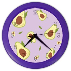 Avocado Green With Pastel Violet Background2 Avocado Pastel Light Violet Color Wall Clock by genx