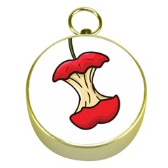 Red Apple Core Funny Retro  Gold Compasses by genx