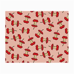 Red Apple Core Funny Retro Pattern Half Eaten On Pastel Orange Background Small Glasses Cloth by genx