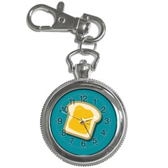 Toast With Cheese Funny Retro Pattern Turquoise Green Background Key Chain Watches by genx