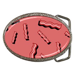 Funny Bacon Slices Pattern Infidel Vintage Red Meat Background  Belt Buckles by genx