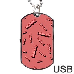 Funny Bacon Slices Pattern Infidel Vintage Red Meat Background  Dog Tag Usb Flash (two Sides) by genx