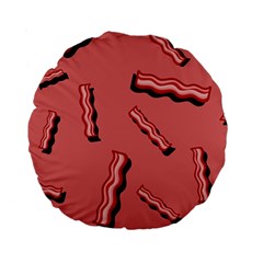 Funny Bacon Slices Pattern Infidel Vintage Red Meat Background  Standard 15  Premium Round Cushions by genx