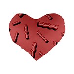 Funny Bacon Slices Pattern infidel vintage red meat background  Standard 16  Premium Heart Shape Cushions Back