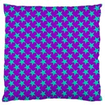 Turquoise Stars Pattern On Purple Large Flano Cushion Case (Two Sides) Back