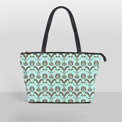 Easter Damask Pattern Robins Egg Blue And Brown Classic Shoulder Handbag by emilyzragz