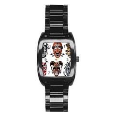 Tribal Masks African Culture Set Stainless Steel Barrel Watch by Pakrebo