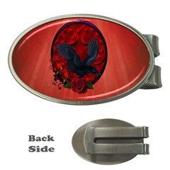 The Crow With Roses Money Clips (oval)  by FantasyWorld7