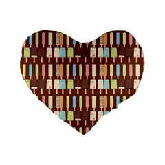 Candy Popsicles Brown Standard 16  Premium Heart Shape Cushions by snowwhitegirl