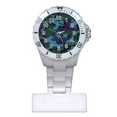 Camouflage Blue Plastic Nurses Watch by snowwhitegirl