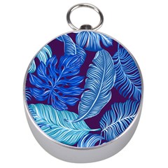 Tropical Blue Leaves Silver Compasses by snowwhitegirl