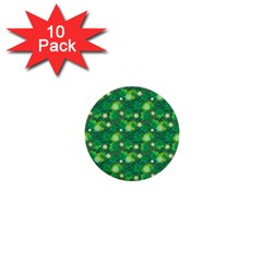 4 Leaf Clover Star Glitter Seamless 1  Mini Buttons (10 Pack)  by Pakrebo