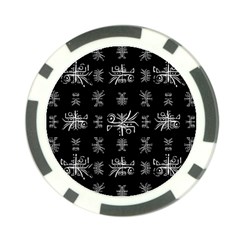 Black And White Ethnic Design Print Poker Chip Card Guard by dflcprintsclothing