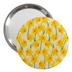 Yellow Daffodils Pattern 3  Handbag Mirrors Front