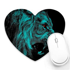 Angry Male Lion Predator Carnivore Heart Mousepads by Sudhe