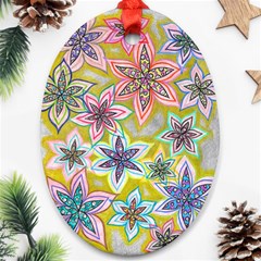 Bubble Flowers Ornament (oval) by okhismakingart