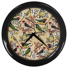 Vintage Birds Wall Clock (black) by Valentinaart