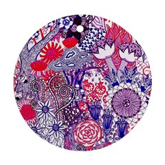 Floral Jungle Purple Round Ornament (two Sides) by okhismakingart