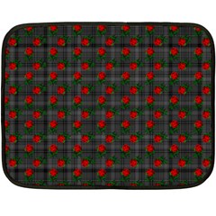 Roses Black Plaid Double Sided Fleece Blanket (mini)  by snowwhitegirl