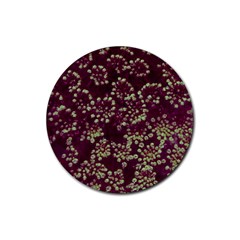 Pink And Green Queen Annes Lace (up Close) Rubber Round Coaster (4 Pack)  by okhismakingart