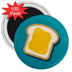 Toast With Cheese Pattern Turquoise Green Background Retro Funny Food 3  Magnets (100 Pack) by genx