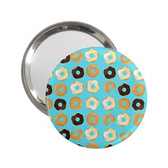 Donuts Pattern With Bites Bright Pastel Blue And Brown 2 25  Handbag Mirrors by genx