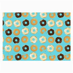 Donuts Pattern With Bites Bright Pastel Blue And Brown Large Glasses Cloth by genx