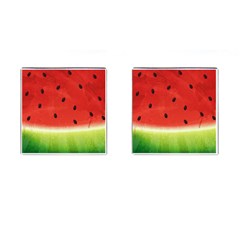 Juicy Paint Texture Watermelon Red And Green Watercolor Cufflinks (square) by genx