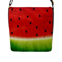 Juicy Paint Texture Watermelon Red And Green Watercolor Flap Closure Messenger Bag (l) by genx