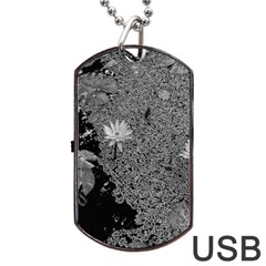 Black And White Lily Pond Dog Tag Usb Flash (one Side) by okhismakingart