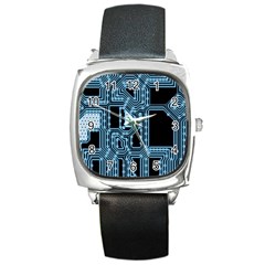 Circuit Pcb Tile Tiling Computer Square Metal Watch by Pakrebo