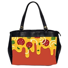 Pizza Topping Funny Modern Yellow Melting Cheese And Pepperonis Oversize Office Handbag (2 Sides) by genx