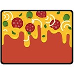 Pizza Topping funny modern yellow melting cheese and pepperonis Double Sided Fleece Blanket (Large)  80 x60  Blanket Front