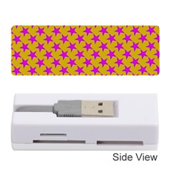 Pink Stars Pattern On Yellow Memory Card Reader (stick) by BrightVibesDesign