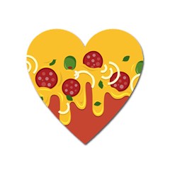 Pizza Topping Funny Modern Yellow Melting Cheese And Pepperonis Heart Magnet by genx