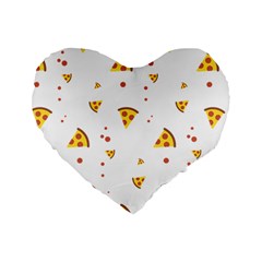 Pizza Pattern Pepperoni Cheese Funny Slices Standard 16  Premium Heart Shape Cushions by genx